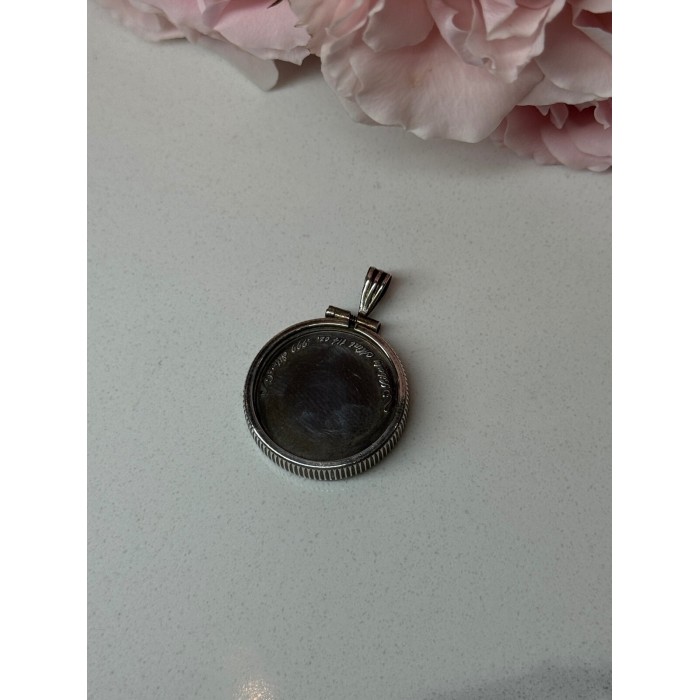 925 Sterling Silver Pendant-Medal Rose Length 1.3 In