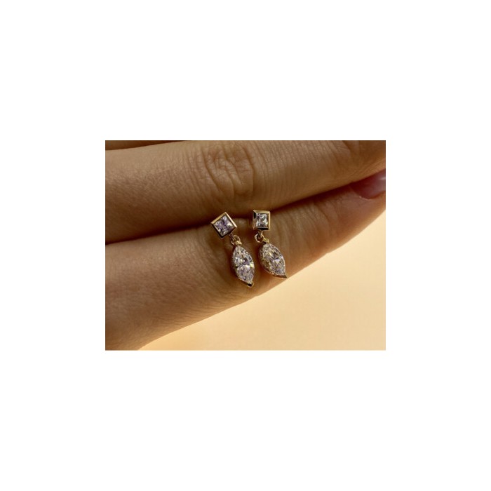 14K YELLOW GOLD CZ EARRINGS