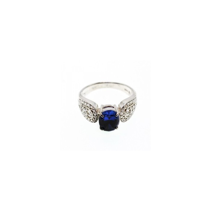 925 Sterling Silver Blue & White CZ Ring Size 11