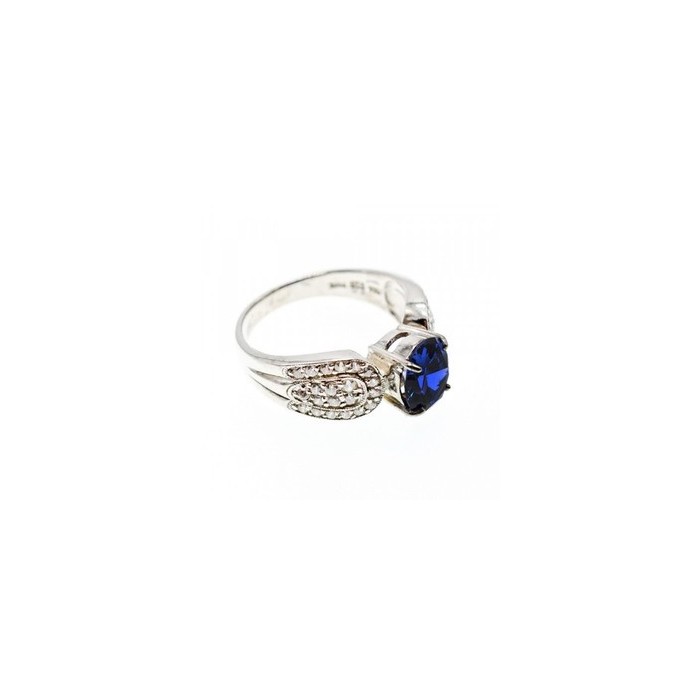 925 Sterling Silver Blue & White CZ Ring Size 11