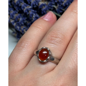 925 Sterling Silver Amber Ring Size 6