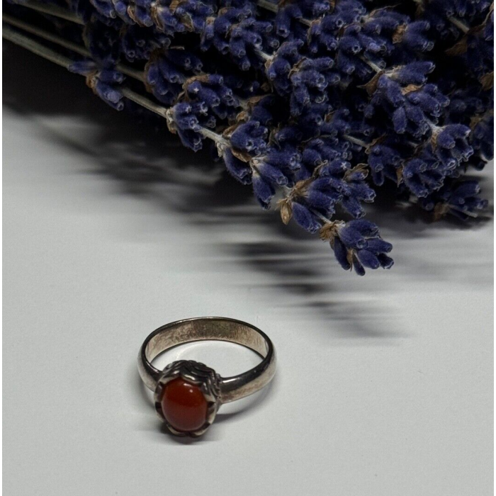 925 Sterling Silver Amber Ring Size 6