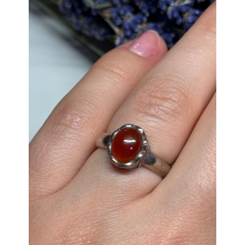 925 Sterling Silver Amber Ring Size 6