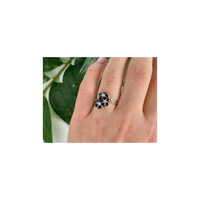 925 Sterling Silver Sapphire & CZ 