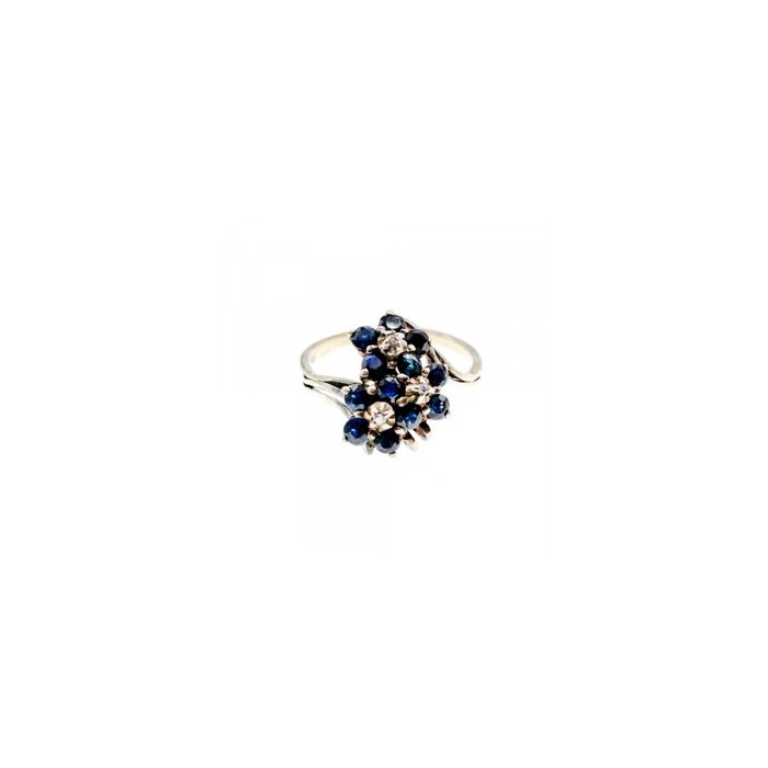 925 Sterling Silver Sapphire & CZ 