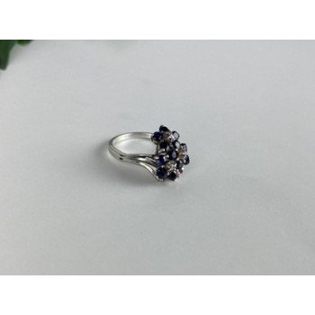 925 Sterling Silver Sapphire & CZ 