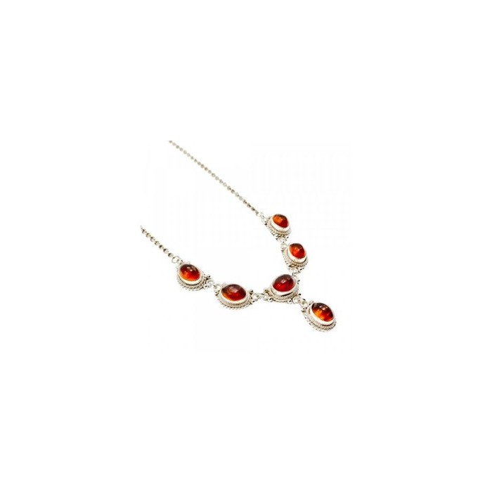 Vintage 925 Sterling Silver Amber Necklace