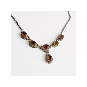 Vintage 925 Sterling Silver Amber Necklace