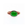 925 Sterling Silver Gold Plated Green Nephrite (jade) & CZ Ring Size 8