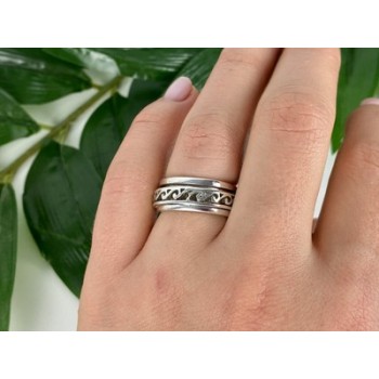 Vintage 925 Sterling Silver Spinner Band Ring Size 6.75