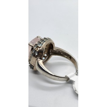 925 Sterling Silver Quartz & Zircon Ring Size 8