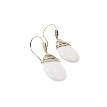 925 STERLING SILVER WHITE AGATE EARRINGS