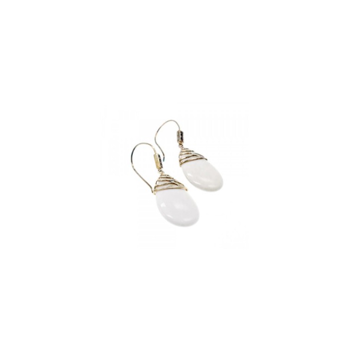 925 STERLING SILVER WHITE AGATE EARRINGS