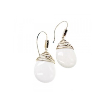 925 STERLING SILVER WHITE AGATE EARRINGS