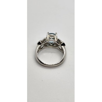 925 Sterling Silver With Topaz & Diamonds Ring Size 7