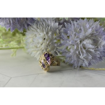 Vintage 925 Sterling Silver Purple Tourmaline & Marcasites Ring Size 6.75