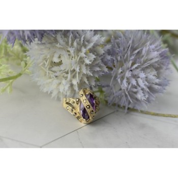 Vintage 925 Sterling Silver Purple Tourmaline & Marcasites Ring Size 6.75