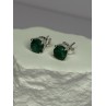 925 Sterling Silver Emerald Earrings Length 0.27 Inch