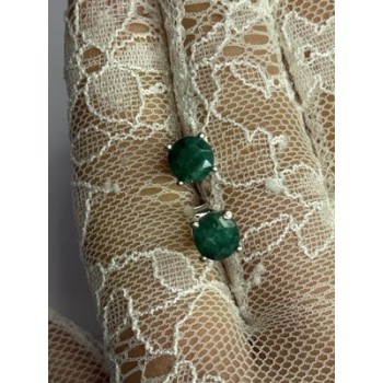925 Sterling Silver Emerald Earrings Length 0.27 Inch
