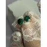 925 Sterling Silver Emerald Earrings Length 0.27 Inch