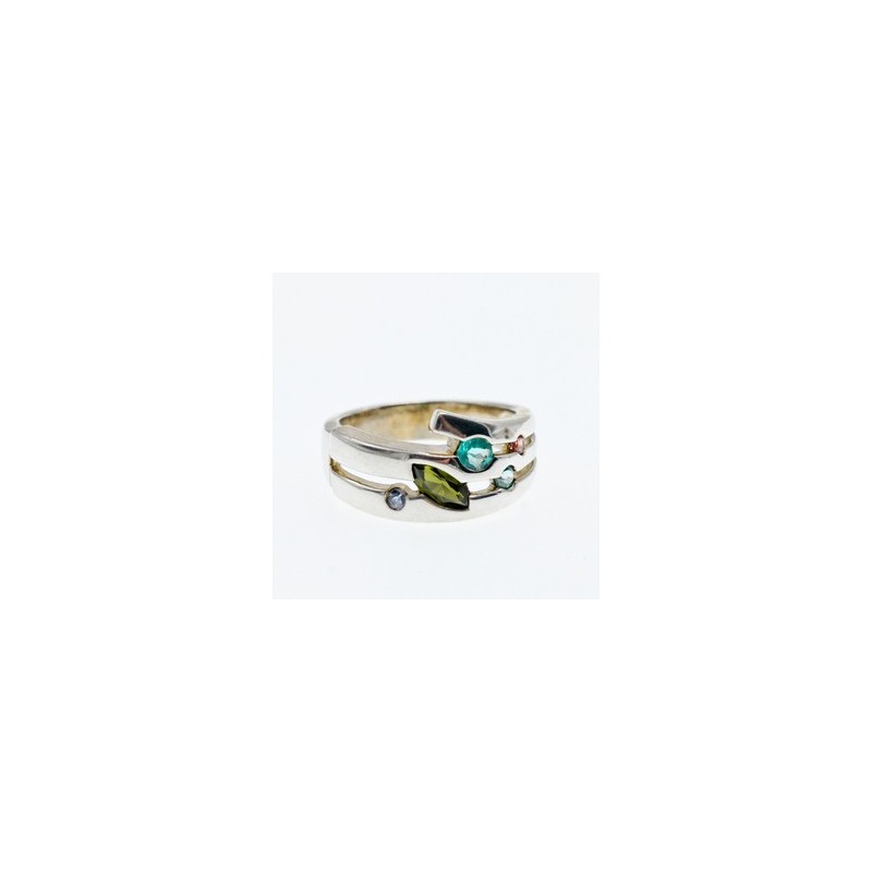 925 Sterling Silver Multicolor Spinel Ring Size 7