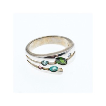 925 Sterling Silver Multicolor Spinel Ring Size 7