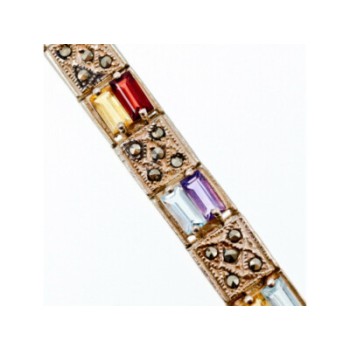 925 STERLING SILVER MULTI GEMSTONES BRACELET