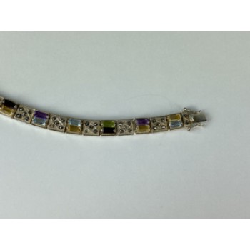 925 STERLING SILVER MULTI GEMSTONES BRACELET