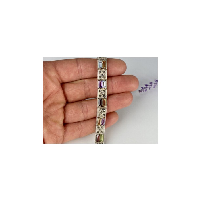 925 STERLING SILVER MULTI GEMSTONES BRACELET