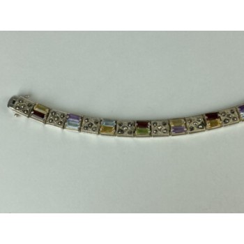925 STERLING SILVER MULTI GEMSTONES BRACELET