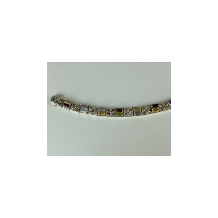925 STERLING SILVER MULTI GEMSTONES BRACELET