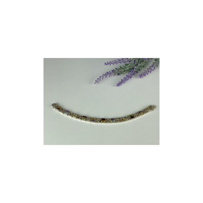 925 STERLING SILVER MULTI GEMSTONES BRACELET