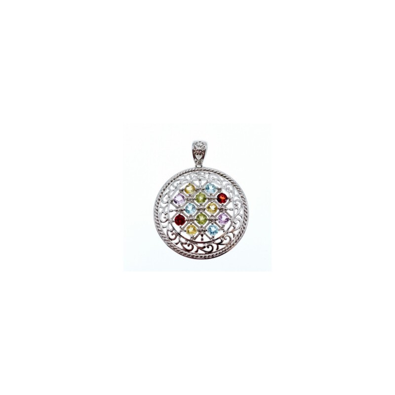 925 STERLING SILVER MULTI GEMSTONES PENDANT