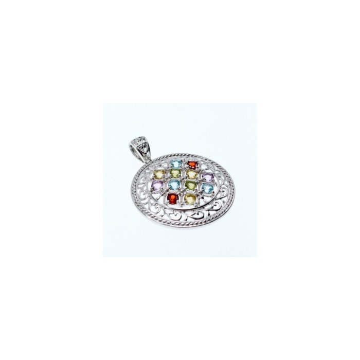 925 STERLING SILVER MULTI GEMSTONES PENDANT
