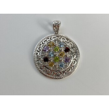 925 STERLING SILVER MULTI GEMSTONES PENDANT