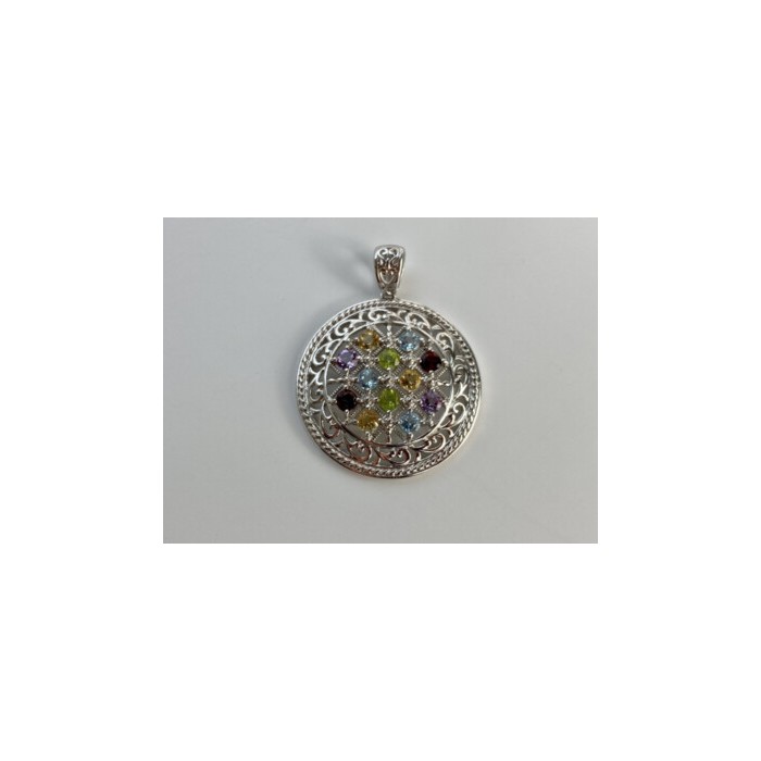 925 STERLING SILVER MULTI GEMSTONES PENDANT