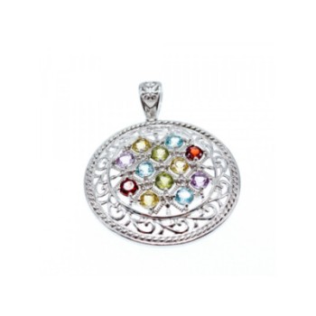 925 STERLING SILVER MULTI GEMSTONES PENDANT