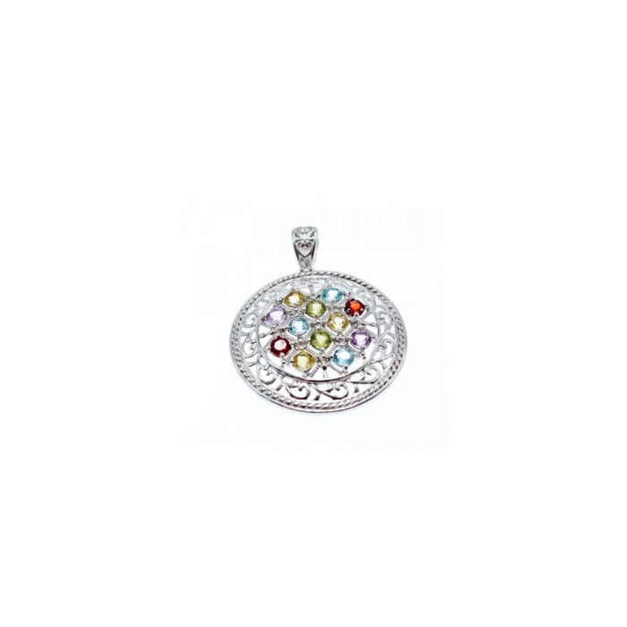 925 STERLING SILVER MULTI GEMSTONES PENDANT