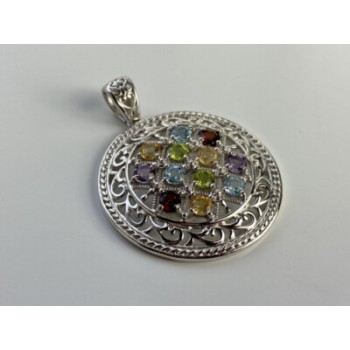925 STERLING SILVER MULTI GEMSTONES PENDANT
