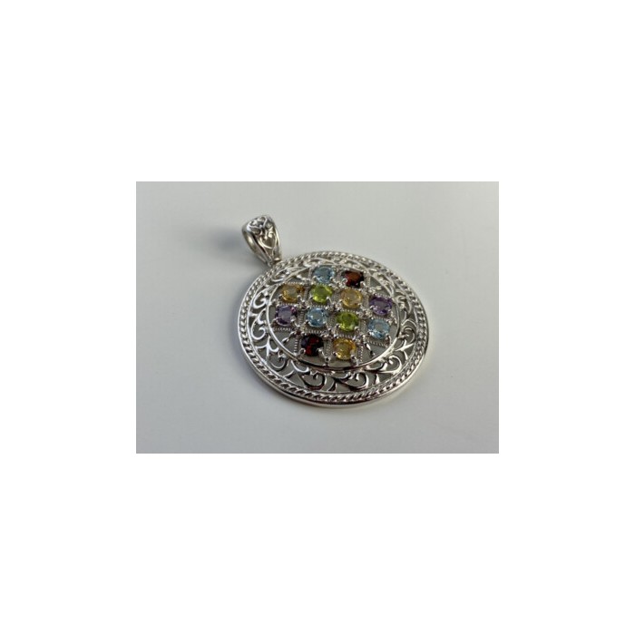 925 STERLING SILVER MULTI GEMSTONES PENDANT