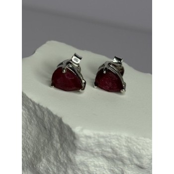 925 Sterling Silver Ruby Earrings Length 0.37 Inch