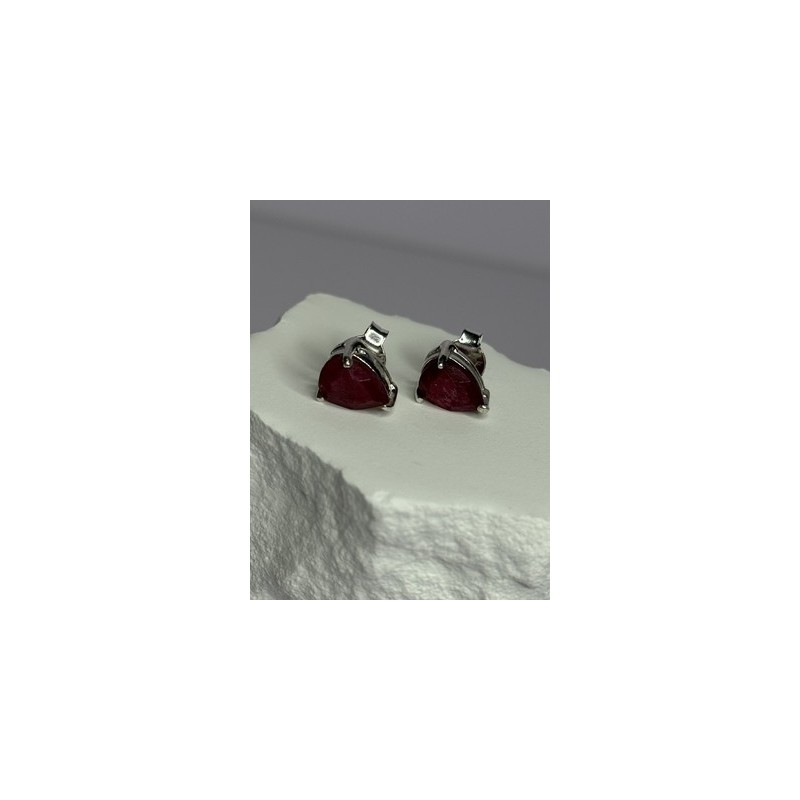 925 Sterling Silver Ruby Earrings Length 0.37 Inch