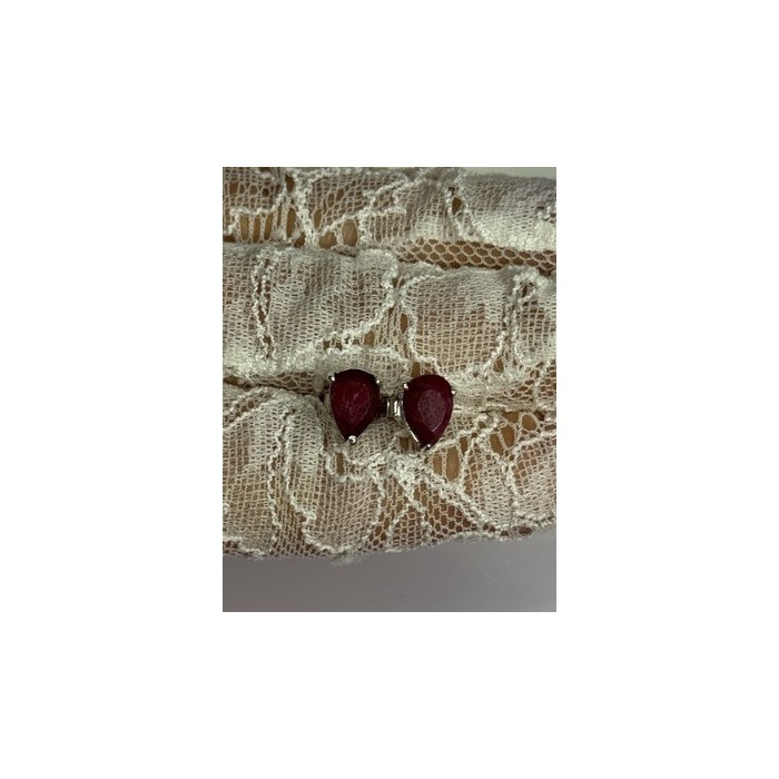 925 Sterling Silver Ruby Earrings Length 0.37 Inch