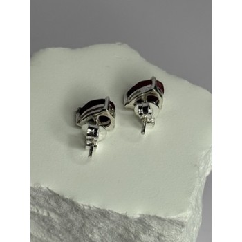 925 Sterling Silver Ruby Earrings Length 0.37 Inch