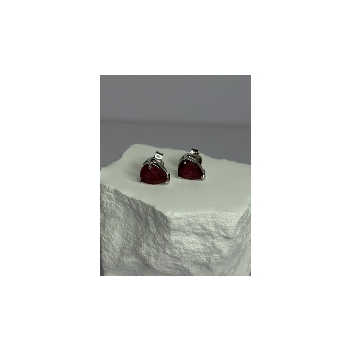 925 Sterling Silver Ruby Earrings Length 0.37 Inch