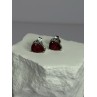 925 Sterling Silver Ruby Earrings Length 0.37 Inch