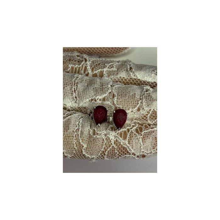 925 Sterling Silver Ruby Earrings Length 0.37 Inch