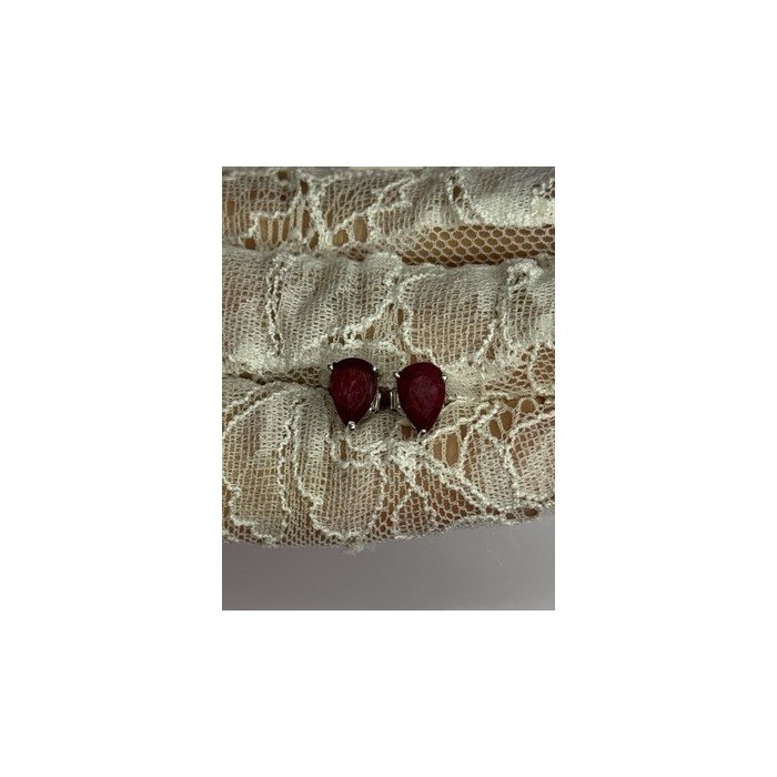 925 Sterling Silver Ruby Earrings Length 0.37 Inch