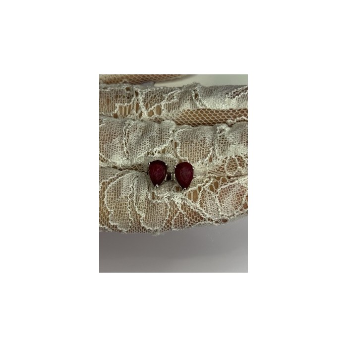 925 Sterling Silver Ruby Earrings Length 0.37 Inch