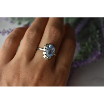 Vintage 925 Sterling Silver Topaz Ring Size 8.5